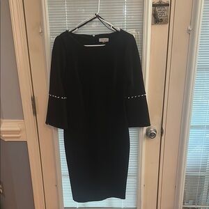 Calvin Klein Black Cocktail Sheath Dress with Bateau Neckline